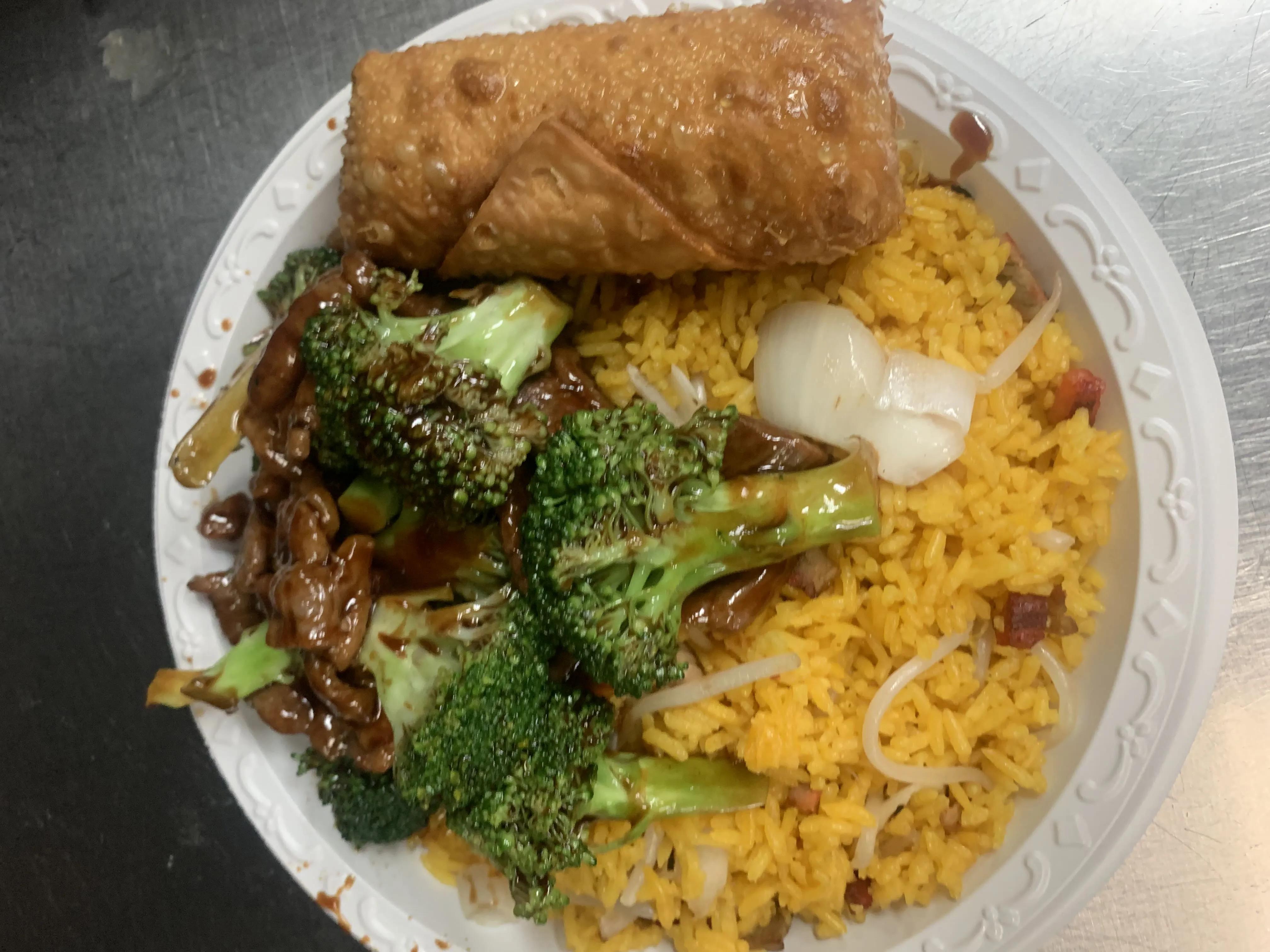 Beef with Broccoli Combination Platter